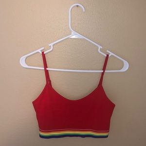 cropped red tank top